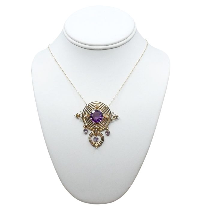 Antique French Amethyst Pearl Pendant