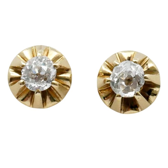 JR097 Antique Edwardian Diamond Stud Earrings