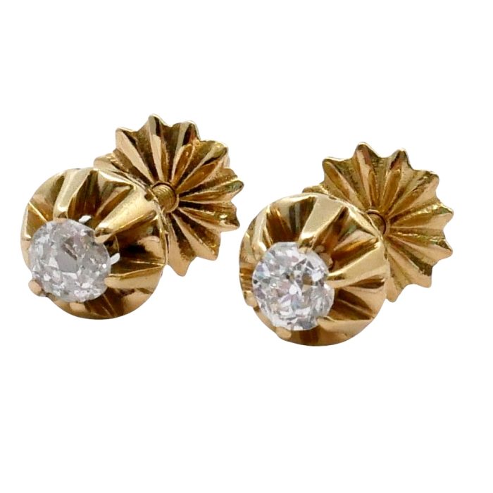 JR097 Antique Edwardian Diamond Stud Earrings