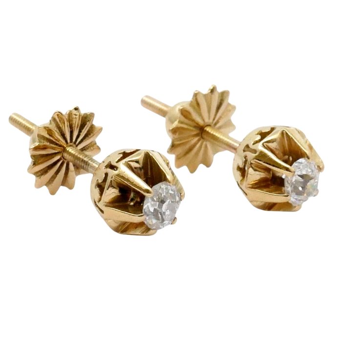 JR097 Antique Edwardian Diamond Stud Earrings