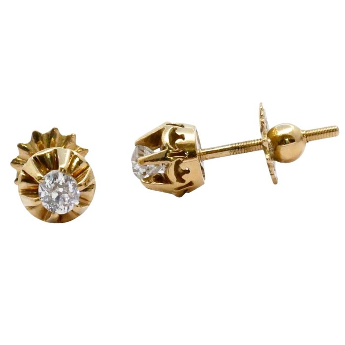 JR097 Antique Edwardian Diamond Stud Earrings