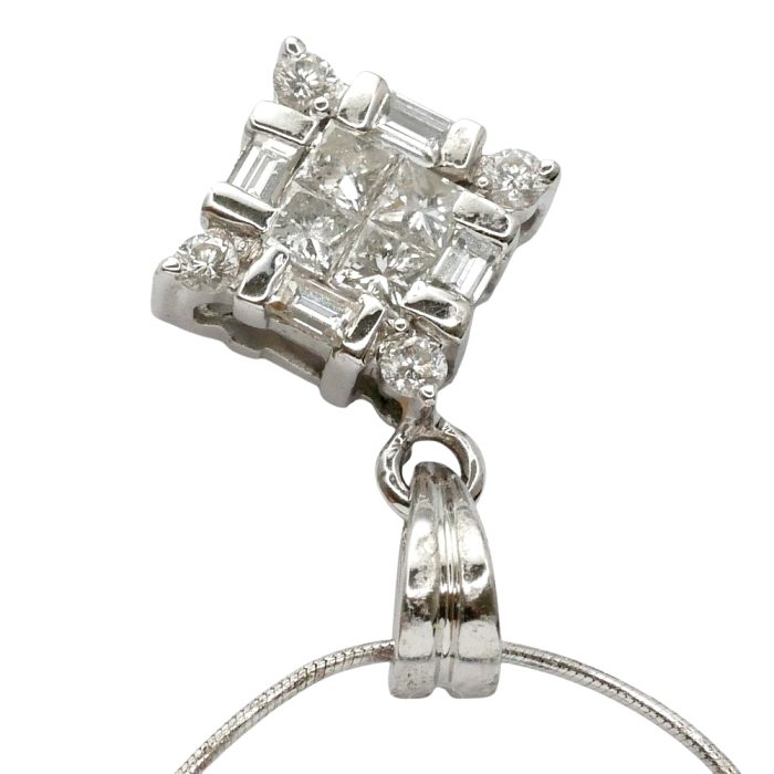 Square Diamond Cluster Gold Pendant
