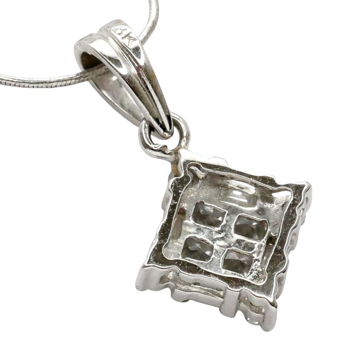 Square Diamond Cluster Gold Pendant