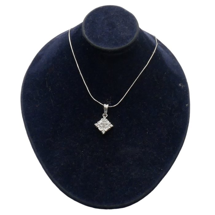 Square Diamond Cluster Gold Pendant