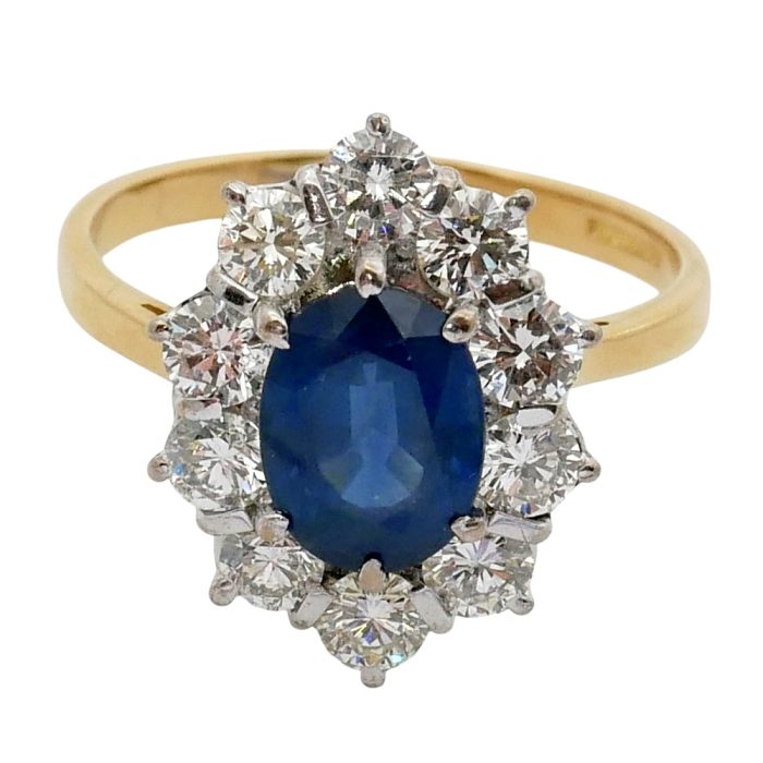 Vintage Sapphire Diamond Cluster Ring