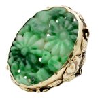 Antique Carved Jade Gold Ring