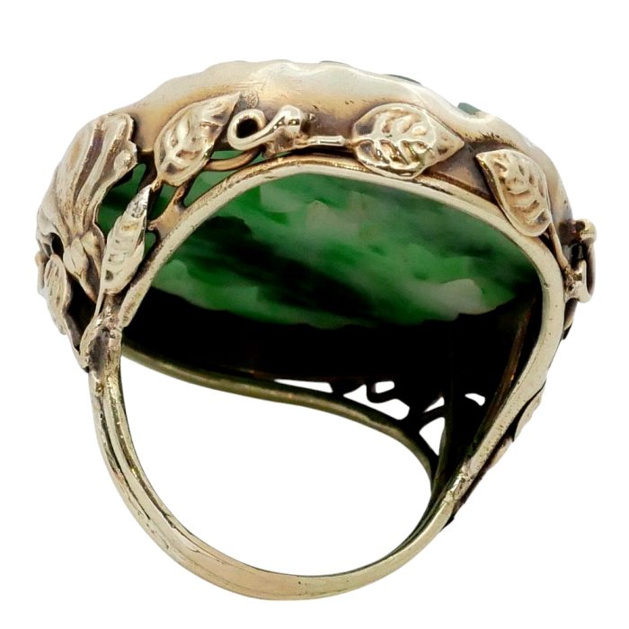 Antique Carved Jade Gold Ring