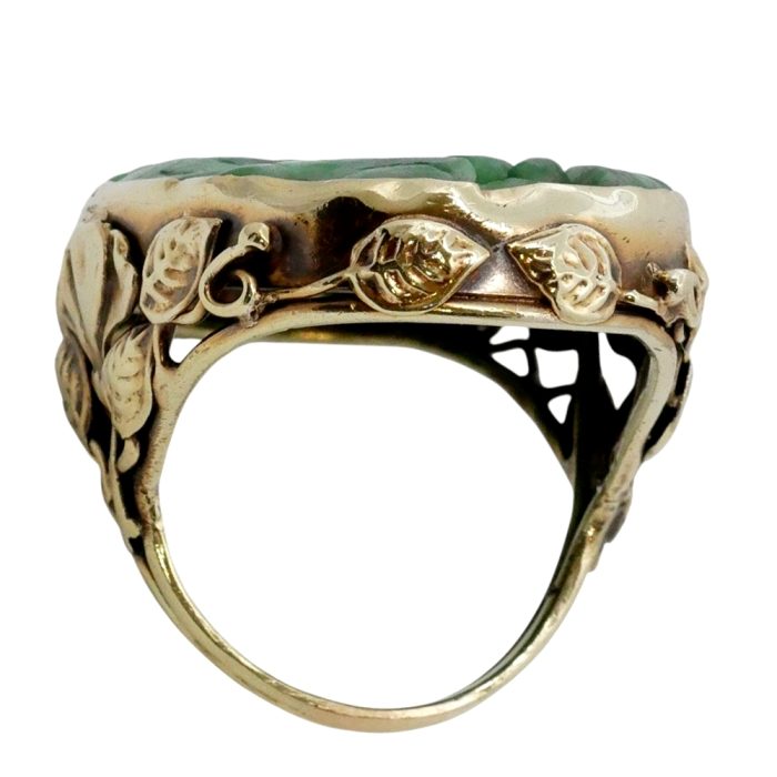 Antique Carved Jade Gold Ring