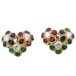 Multi Gemstone and Diamond Gold Earrings