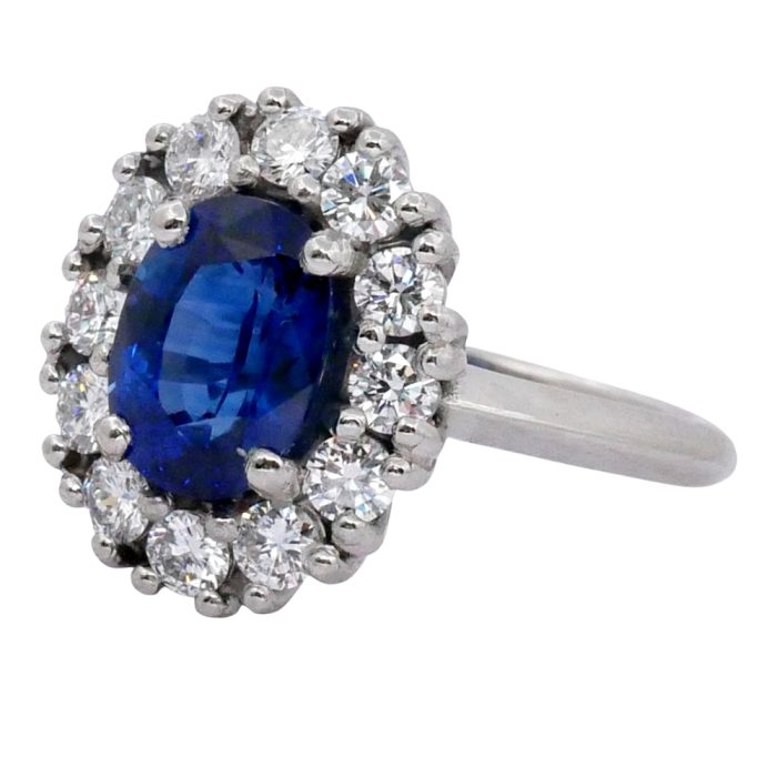 Sapphire Diamond Platinum Engagement Ring