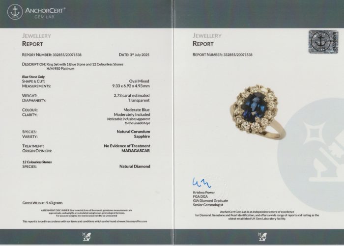 Sapphire Diamond Platinum Engagement Ring