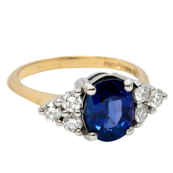 Sapphire and Diamond Trefoil Gold Ring