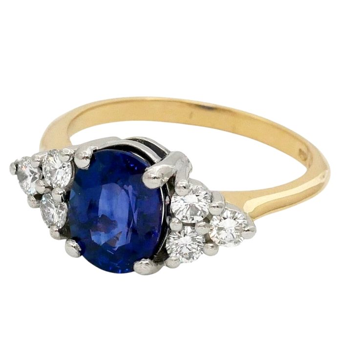 Sapphire and Diamond Trefoil Gold Ring