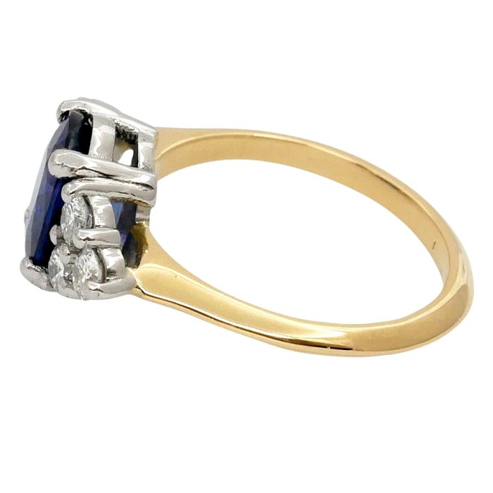 Sapphire and Diamond Trefoil Gold Ring