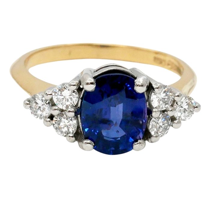 Sapphire and Diamond Trefoil Gold Ring