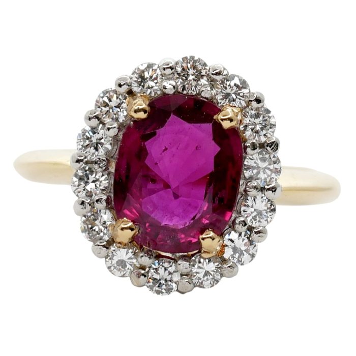 Ruby Diamond Halo Engagement Ring
