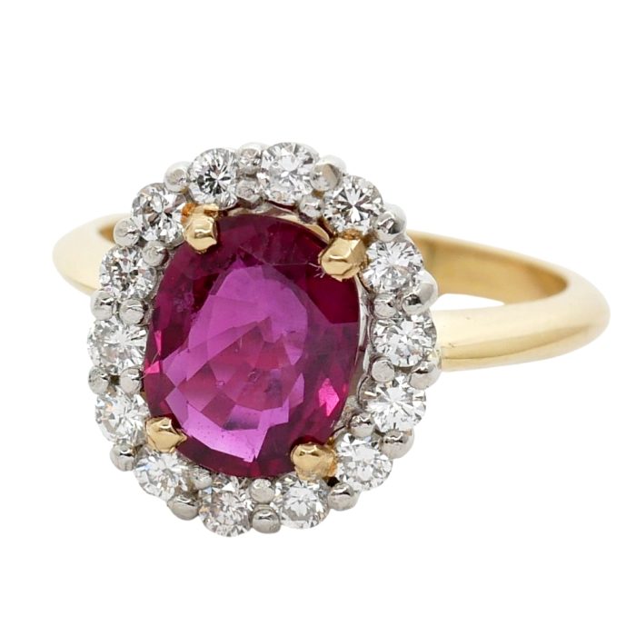 Ruby Diamond Halo Engagement Ring