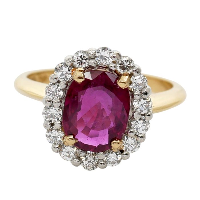 Ruby Diamond Halo Engagement Ring