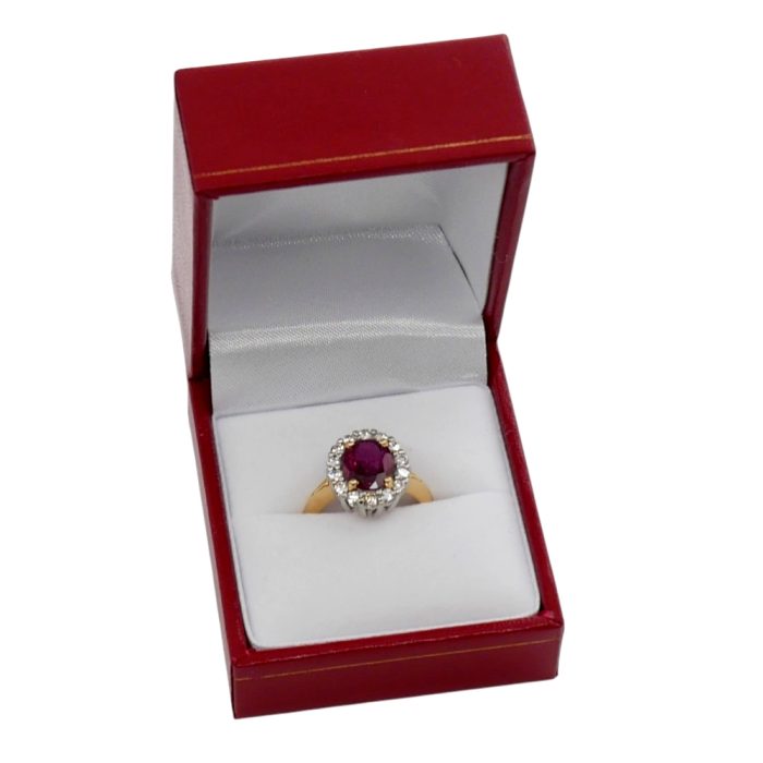 Ruby Diamond Halo Engagement Ring