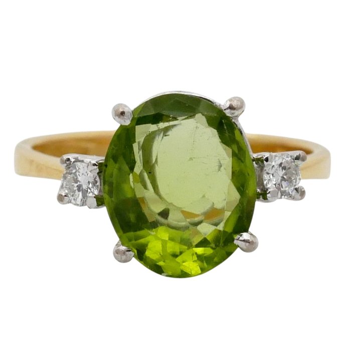 Vintage Peridot Diamond Gold Ring
