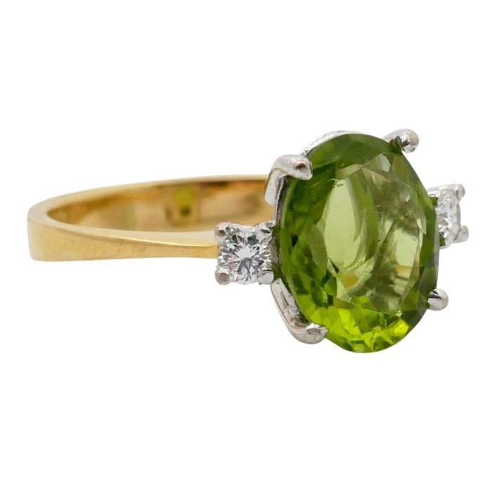Vintage Peridot Diamond Gold Ring