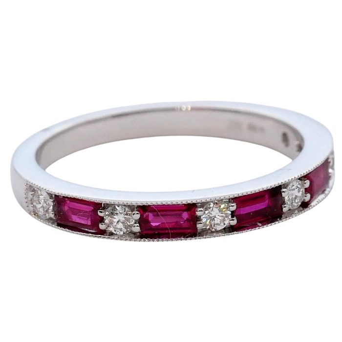 Ruby and Diamond Half Eternity Ring