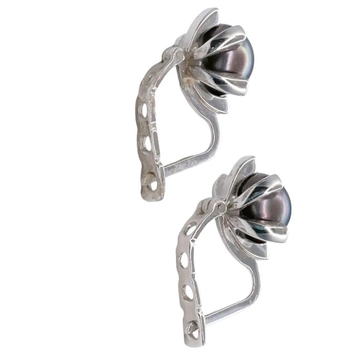 Vintage Black Pearl Diamond Earrings