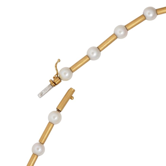 Vintage Pearl and Gold Tube Necklace