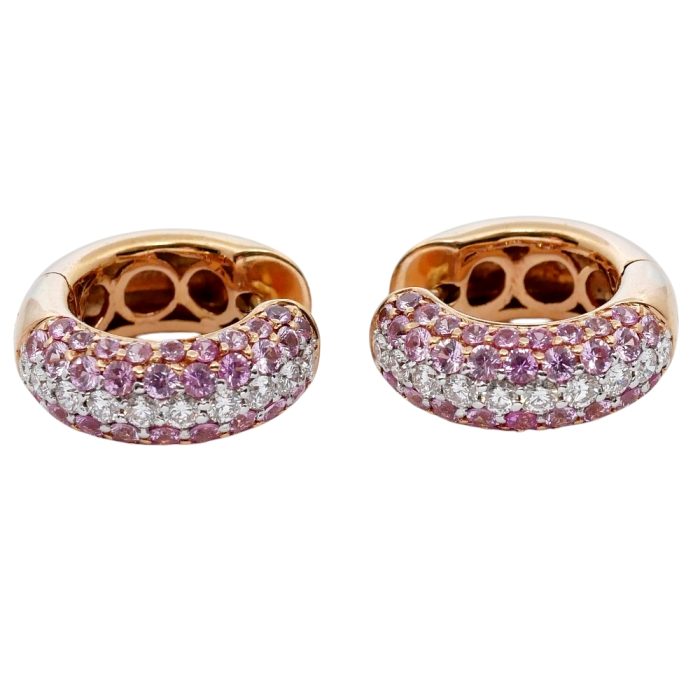 Pink Sapphire Diamond Hoop Earrings