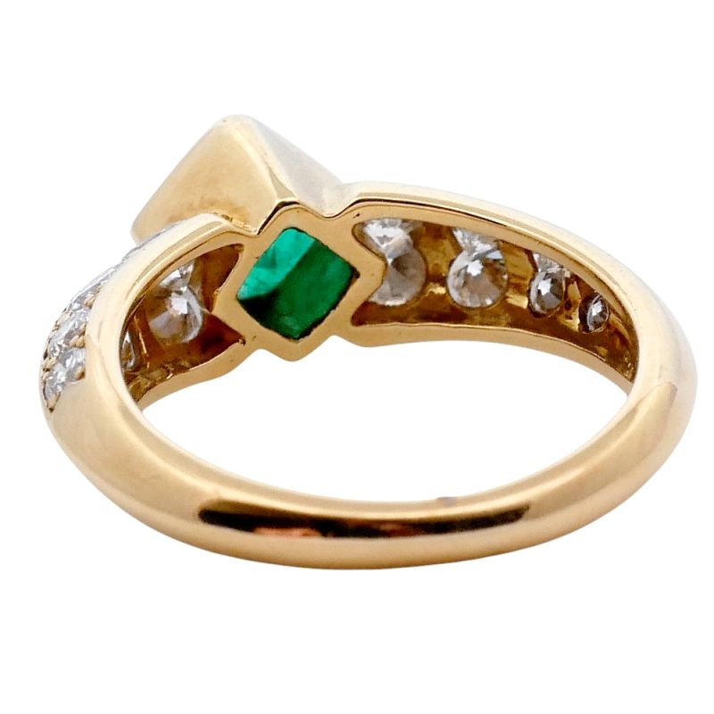 Vintage Emerald Diamond Double Row Ring