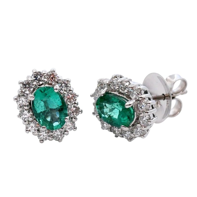 Emerald Diamond Cluster Earrings