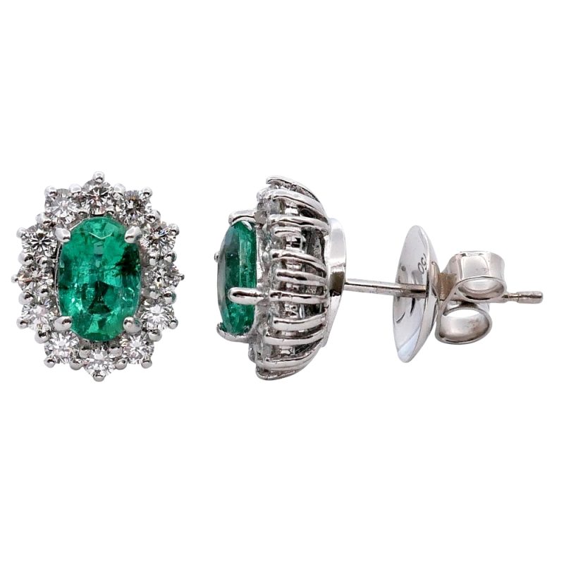 Emerald Diamond Cluster Earrings