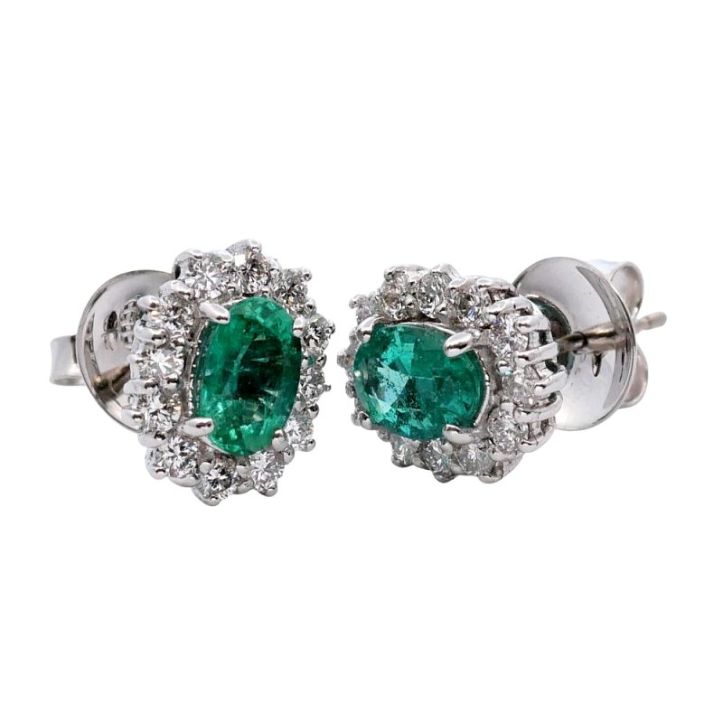 Emerald Diamond Cluster Earrings