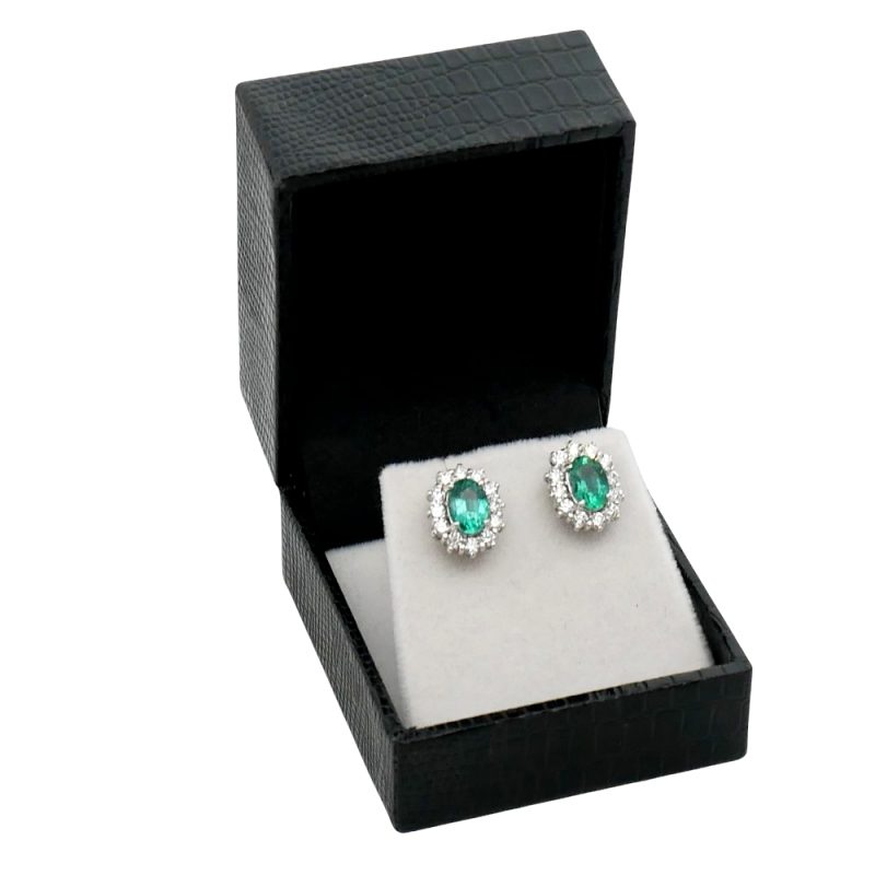 Emerald Diamond Cluster Earrings