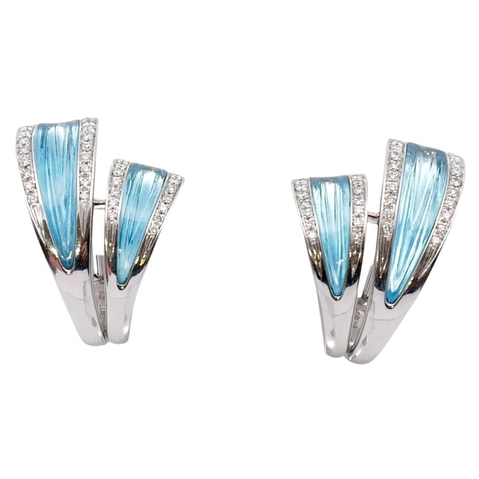 Diamond Blue Topaz 18ct Gold Earrings