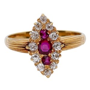 Antique Ruby Diamond Marquise Ring
