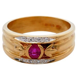 Vintage Ruby Diamond Band Ring