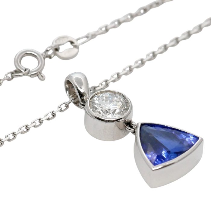 Trillion Tanzanite Diamond Gold Pendant