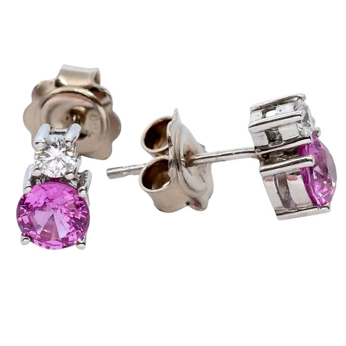 Pink Sapphire Diamond Gold Earrings