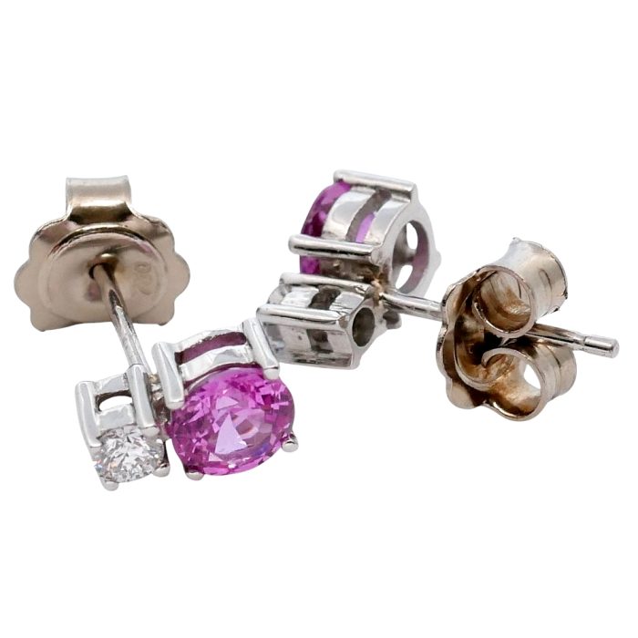 Pink Sapphire Diamond Gold Earrings