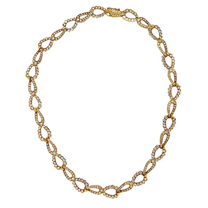 Vintage 6 Carat Diamond Gold Necklace
