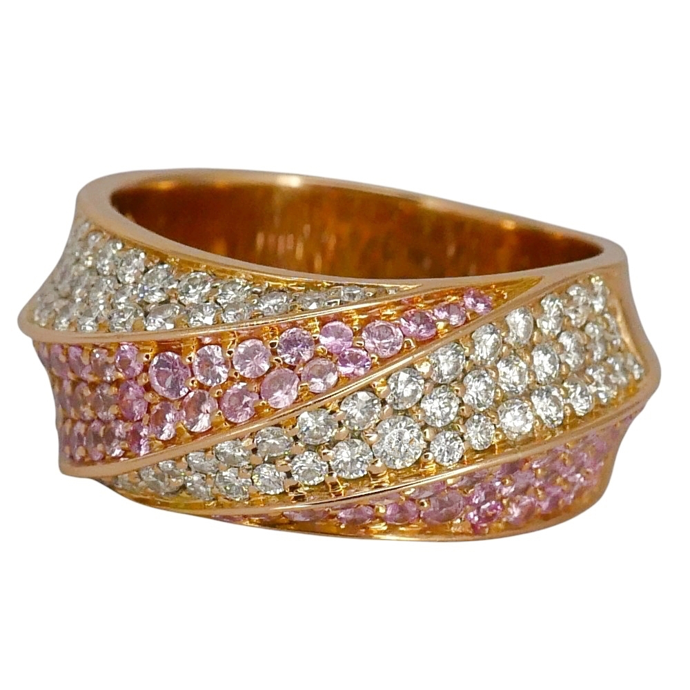 Vintage Diamond Pink Sapphire Band Ring 1 Vintage Diamond Pink Sapphire Band Ring