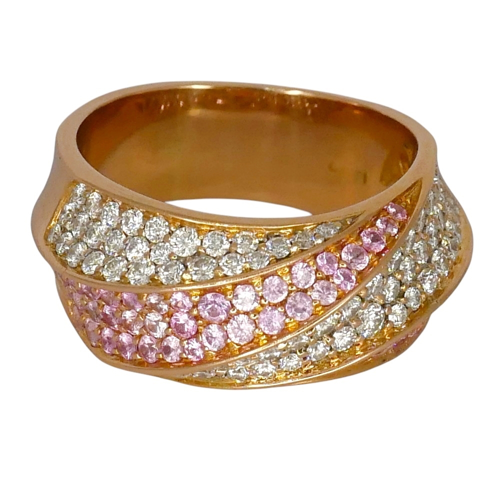Vintage Diamond Pink Sapphire Band Ring 5 Vintage Diamond Pink Sapphire Band Ring