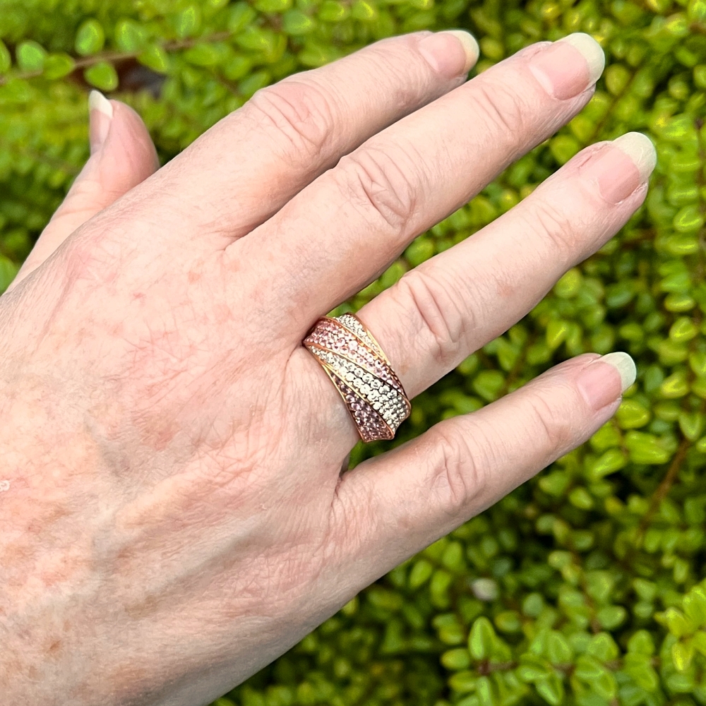 Vintage Diamond Pink Sapphire Band Ring 9 Vintage Diamond Pink Sapphire Band Ring