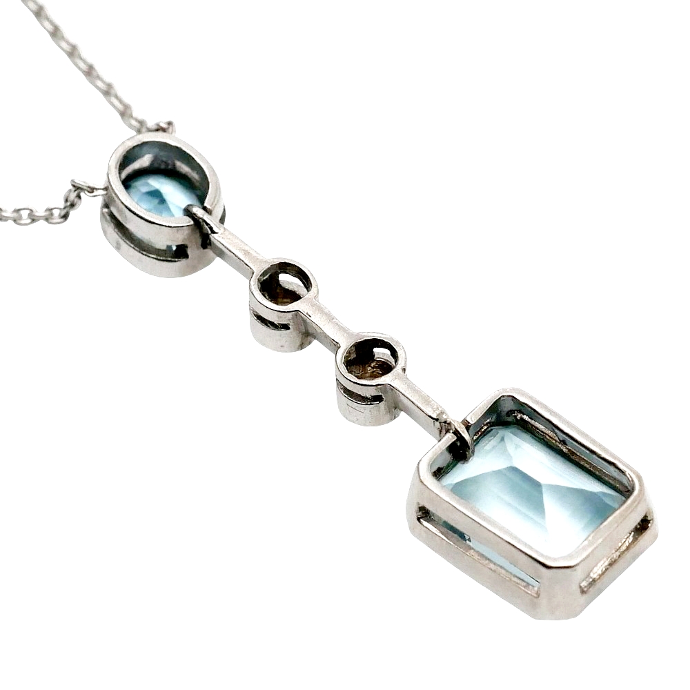 Mid Century Aquamarine Diamond Pendant 6 Mid Century Aquamarine Diamond Pendant