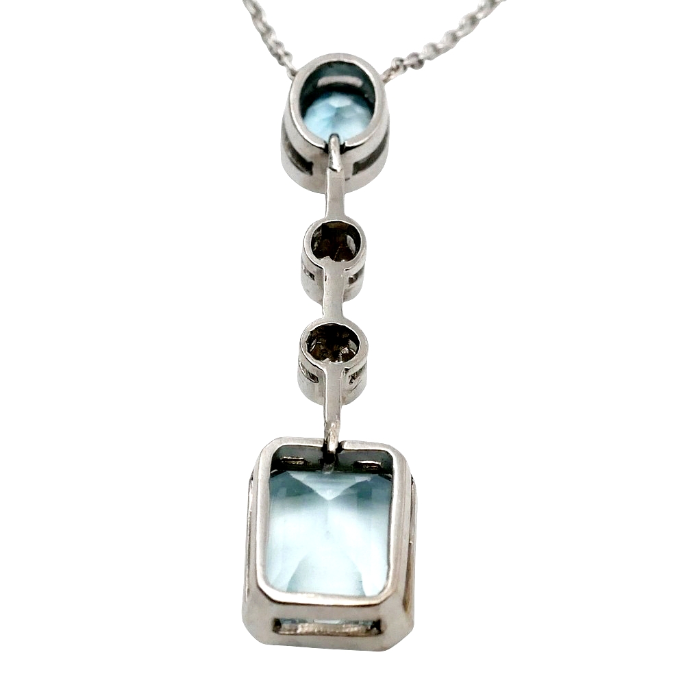 Mid Century Aquamarine Diamond Pendant 7 Mid Century Aquamarine Diamond Pendant