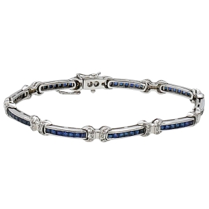 JR092 Vintage Sapphire Diamond Gold Bracelet