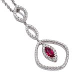 Ruby Diamond 18ct White Gold Pendant