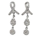 Diamond Double Cluster Gold Earrings