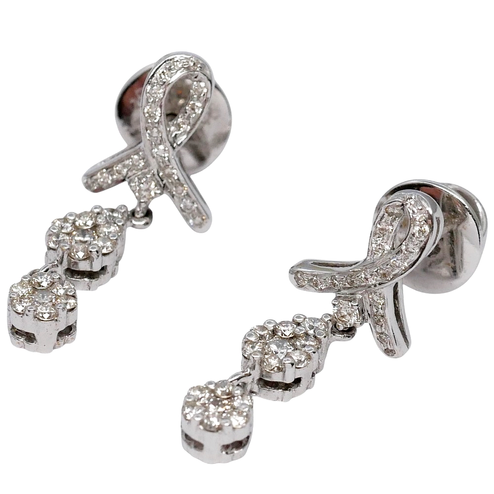 Diamond Double Cluster Gold Earrings 2 Diamond Double Cluster Gold Earrings